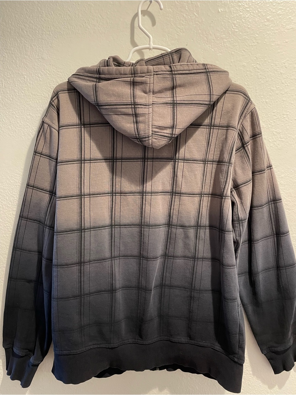 🛹VTG Y2K Hurley Ombre Plaid Full Zip Hoodie Grey Black🛹 - Picture 6 of 6